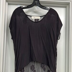 Vintage Havana Charcoal Sheer Lace Blouse